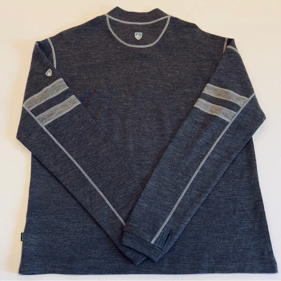 Kuhl Team Merino 1/4 Zip Pullover Mens XL Gray 100% Aeroknit Merino Wool NWOT - Picture 5 of 14